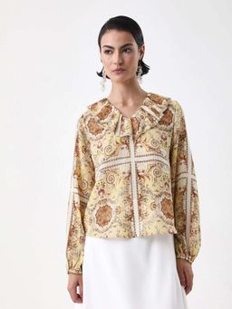 RAREISM - Women Polyester Printed Regular Top Yellow