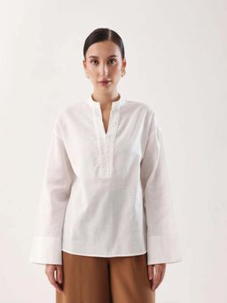 RAREISM - Women Polyester Plain Regular Top Off White