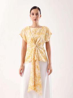 RAREISM - Women Polyester Printed Regular Top Beige