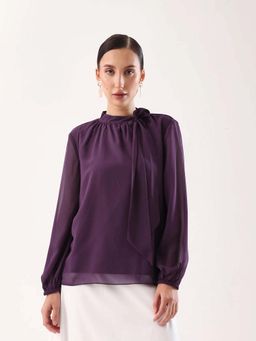 RAREISM - Women Polyester Plain Regular Top Purple