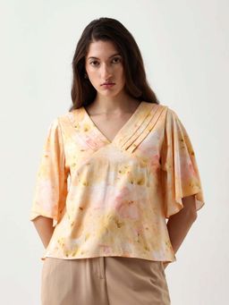 RAREISM - Women Viscose Printed Regular Top Yellow