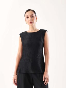 RAREISM - Women Polyester Plain Regular Top Black