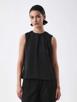 RAREISM - Women Polyester Plain Regular Top Black