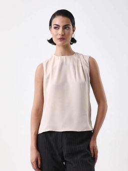 RAREISM - Women Polyester Plain Regular Top Beige