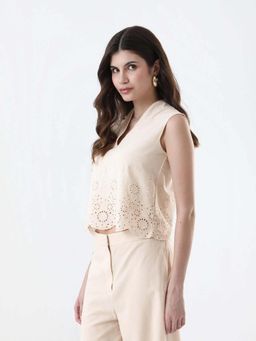 RAREISM - Women 100% Cotton Regular Top Beige