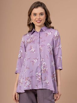 Mode by Red Tape - Lilac Floral Print Polyester Womens Top