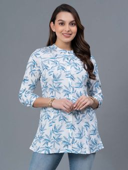 Mode by Red Tape - Light Blue Printed Rayon Womens Top