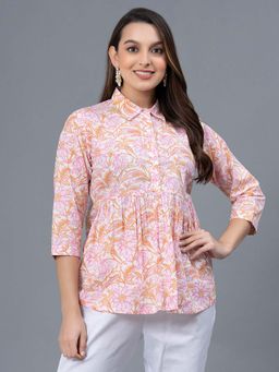 Mode by Red Tape - White Floral Print Pure Cotton Womens Top