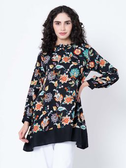 Mode by Red Tape - Womens Black Floral Tunic Top