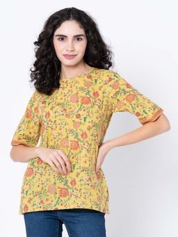 Mode by Red Tape - Womens Mustard Yellow Floral Print Top
