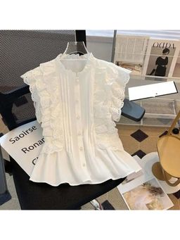 MISS MOSA BY AKANKSHA - Alma Statement Summer Ruffled Top White