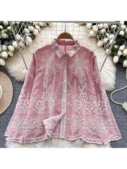 MISS MOSA BY AKANKSHA - Cevia Premium Embroidered Cotton Shirt Pink