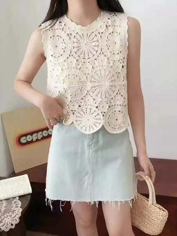 MISS MOSA BY AKANKSHA - Levi Crochet Summer Top Beige