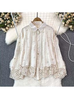 MISS MOSA BY AKANKSHA - Levy Embroidered Cotton Shirt Beige