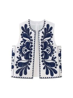 MISS MOSA BY AKANKSHA - Lore Embroidered Vest Summer Top White