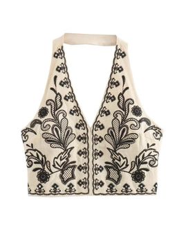 MISS MOSA BY AKANKSHA - Maiko Halter Neck Summer Crop Top Beige