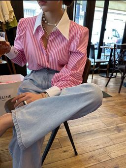 MISS MOSA BY AKANKSHA - Romello Striped Formal Shirt Pink
