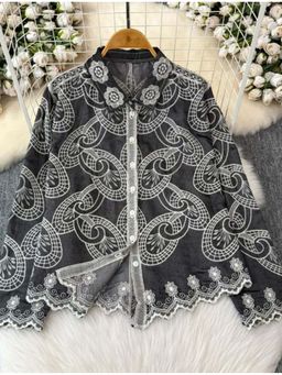 MISS MOSA BY AKANKSHA - Rosa Premium Embroidered Cotton Shirts Black