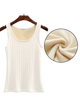 MISS MOSA BY AKANKSHA - Roy Warm Tank Tops With Fleece Lining White