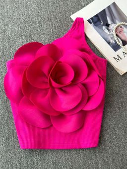 MISS MOSA BY AKANKSHA - Saly Rosette One Shoulder Top Pink