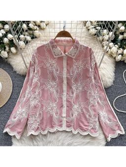 MISS MOSA BY AKANKSHA - Zen Premium Embroidered Cotton Shirt Pink