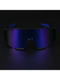 Voyage - Unisex Blue Lens and Black Frame Wrap Around Sunglasses - Mg5524