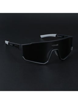 Voyage - Unisex Black Lens and Black Frame Wrap Around Polarized Sunglasses - Pmg6052