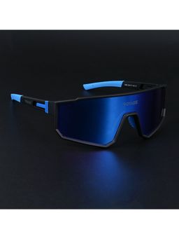 Voyage - Unisex Blue Lens and Black Frame Wrap Around Polarized Sunglasses - Pmg6055