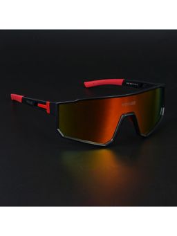 Voyage - Unisex Orange Lens and Black Frame Wrap Around Polarized Sunglasses - Pmg6058