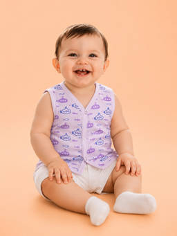 Kidbea - Purple Printed Muslin Regular Fit Jhabla