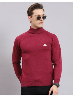 Monte Carlo - Mens Solid Purple Turtle Neck Full Sleeve Pullover