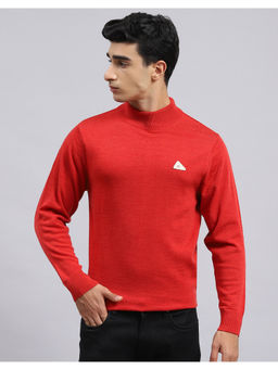 Monte Carlo - Mens Solid Red High Neck Full Sleeve Pullover