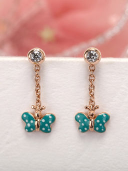 Praavy - 925 Sterling Silver The Lost Butterfly Detachable Rose Gold Kids Earrings
