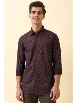 Allen Solly - Men Maroon Print Full Sleeves Casual Shirt