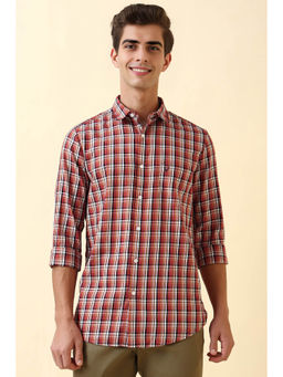 Allen Solly - Men Red Check Full Sleeves Casual Shirt