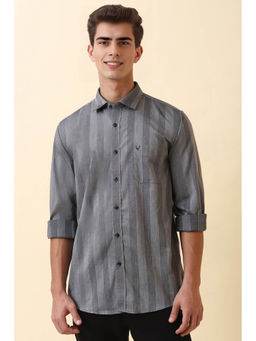 Allen Solly - Men Grey Stripe Full Sleeves Casual Shirt