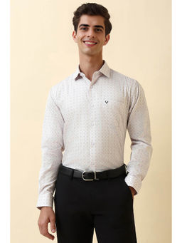 Allen Solly - Men White Print Full Sleeves Formal Shirt