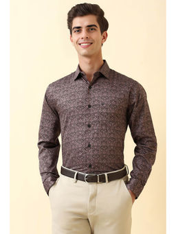Allen Solly - Men Brown Print Full Sleeves Formal Shirt