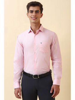 Allen Solly - Men Pink Check Full Sleeves Formal Shirt