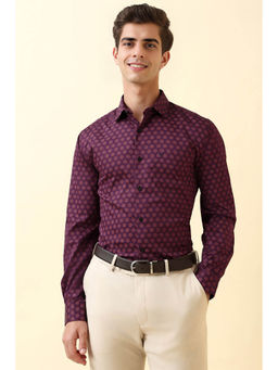 Allen Solly - Men Purple Print Full Sleeves Formal Shirt
