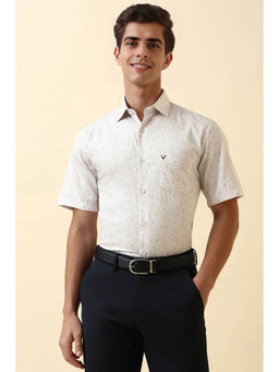 Allen Solly - Men White Print Half Sleeves Formal Shirt