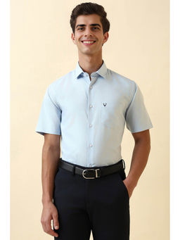 Allen Solly - Men Light Blue Textured Half Sleeves Formal Shirt