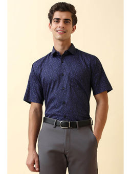 Allen Solly - Men Navy Print Half Sleeves Formal Shirt