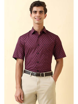 Allen Solly - Men Purple Print Half Sleeves Formal Shirt