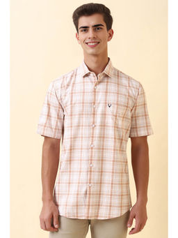 Allen Solly - Men Beige Check Half Sleeves Casual Shirt