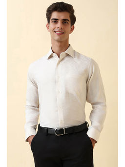 Allen Solly - Men Beige Stripe Full Sleeves Formal Shirt