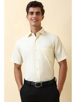 Allen Solly - Men Beige Textured Half Sleeves Formal Shirt