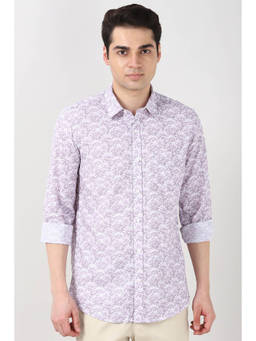 Peter England - Men Lilac Slim Fit Print Full Sleeves Casual Shirt