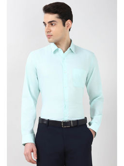 Peter England - Men Green Slim Fit Full Sleeves Formal Shirt