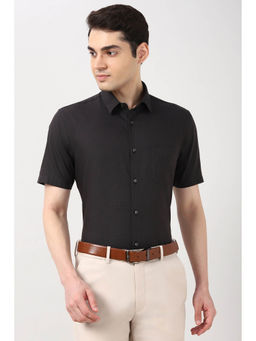 Peter England - Men Black Regular Fit Half Sleeves Formal Shirt